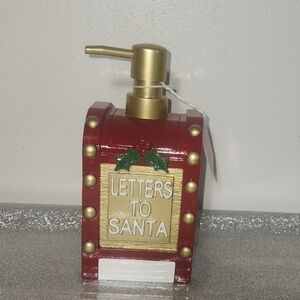 Festive Red and Gold 'Letters to Santa' Soap Dispenser